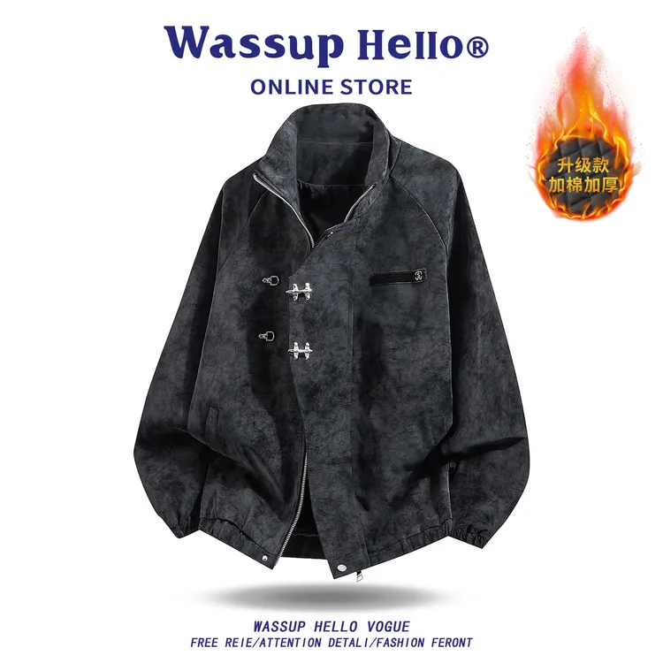 NASA WTAPS新款中式风休闲加厚夹克外套男女秋冬宽松情侣扎染皮衣