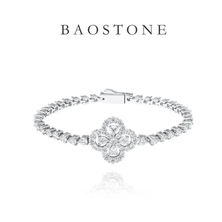 BAOSTONE 925银合成锆石手链 【四叶草手链】轻奢礼物送女友 S105