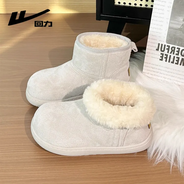 回力雪地靴女2026冬季新款保暖短筒靴子加绒加厚防滑外穿面包棉鞋
