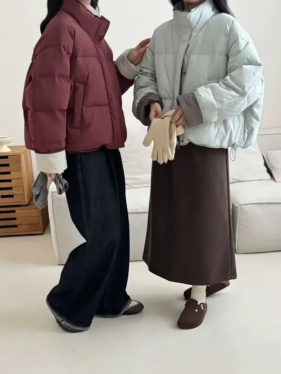 2025冬季撞色新款鸭绒服韩版宽松加厚外套