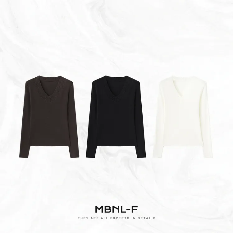 MBNL-F“经典V领” 丝光羊毛重工定织质感长袖打底 秦磊XM-XSY2575