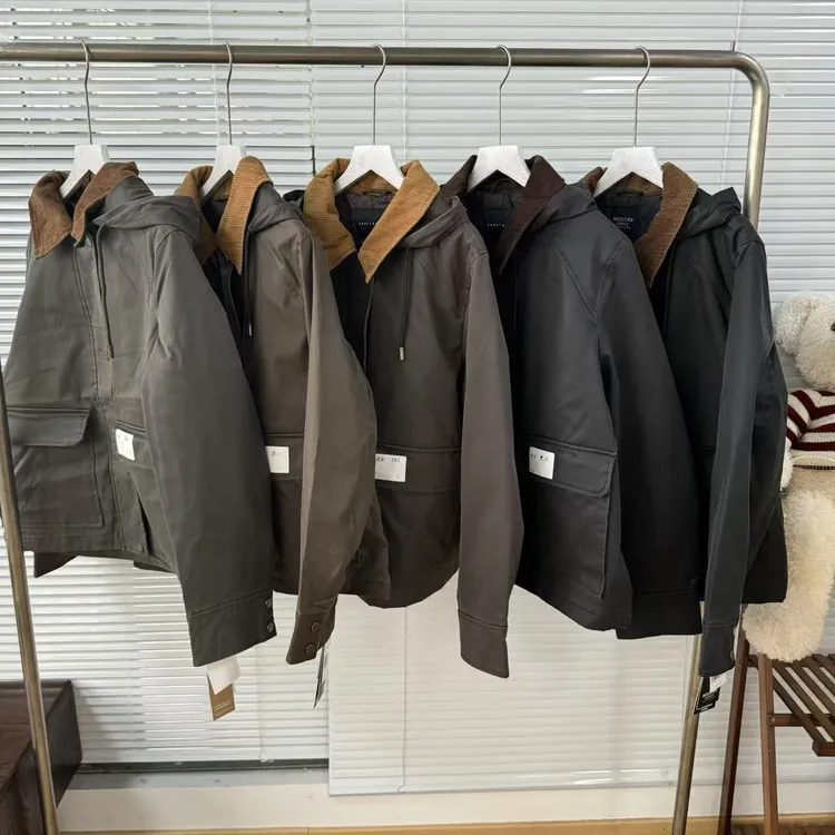 瑕疵没帽绳连帽夹棉外套百搭日系宽松复古休闲夹克25091144