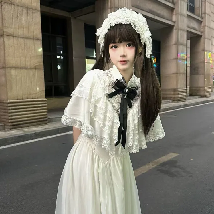 【现货速发】复古在逃公主裙宫廷风vintage连衣裙白色洛丽塔优雅