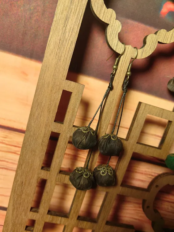 香云纱手工耳环独特设计时尚配饰