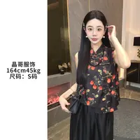 现货【好柿发生】新中式休闲百搭人丝水墨印花夏季国风薄款马甲上衣