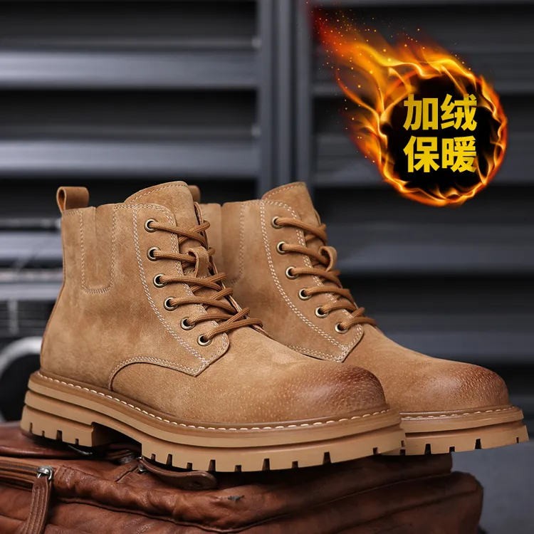 【猪皮]2025新款男马丁靴户外耐磨防滑高帮厚底英伦风男靴秋冬潮鞋