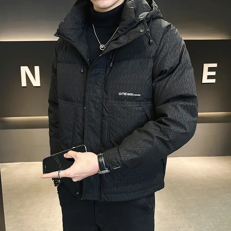 真维斯冬季轻薄连帽印花羽绒服男士新款加厚休闲百搭保暖外套