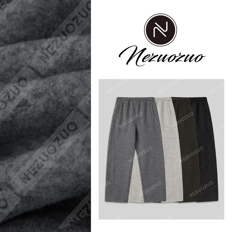 NEZUOZUO【毛呢弯刀裤】秋冬灰色绵羊毛简约宽松百搭毛呢休闲裤