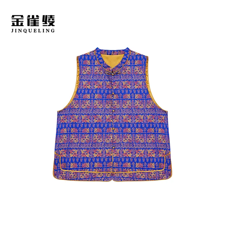 金雀绫【五彩壮锦】100桑蚕丝壮锦国风加宽加大马夹SZA2TL547