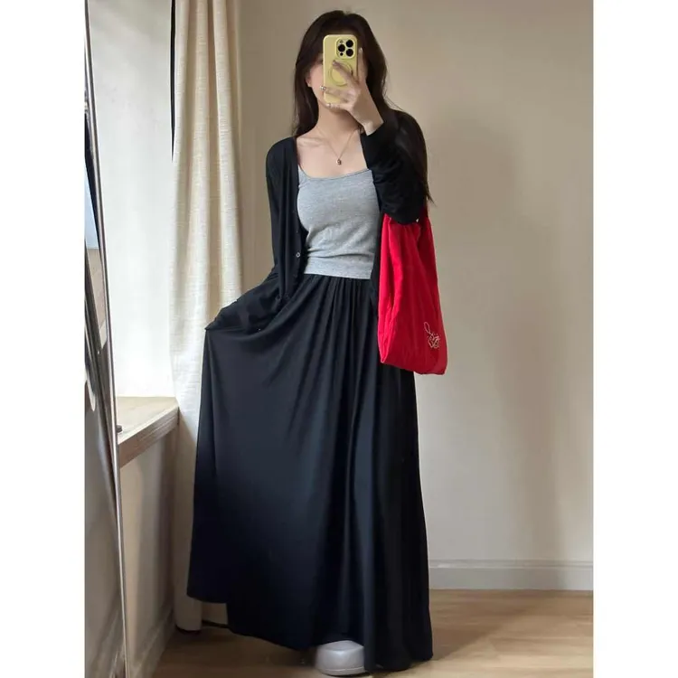 【嘎子小卖布】自制莫代尔面膜遛弯裙半身裙垂感丝滑遮肉超舒服百搭