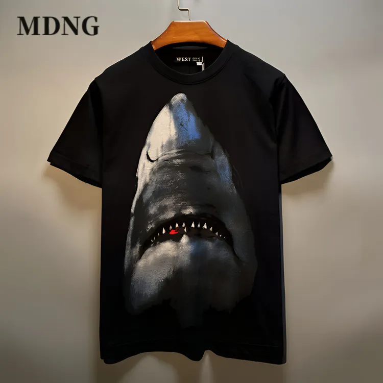 MDNG潮牌百搭潮流男士时尚印花夏季复古圆领宽松男装简约休闲短袖