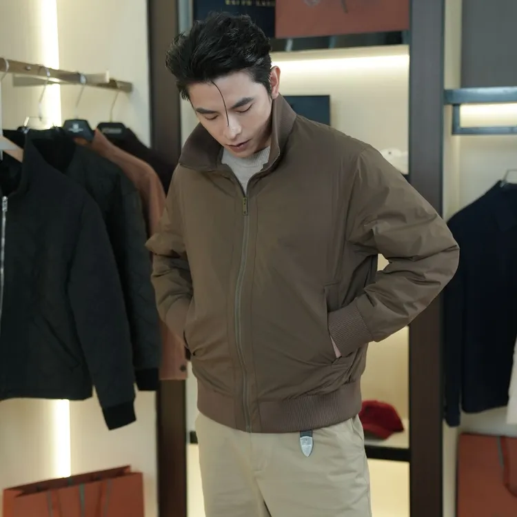 [YFAN*雪茄]2025秋冬新款A1飞行员鹅绒休闲高领老钱夹克