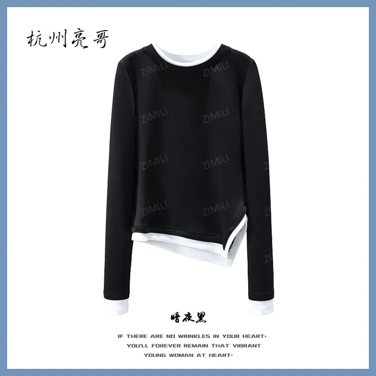 【亮哥欧货女装】冬季热感天丝《暗夜黑》高弹显瘦打底上衣26053-A7