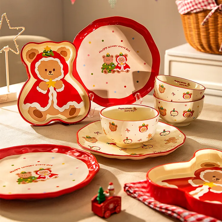 【摩登主妇粉丝专享】圣诞餐具饭碗家用新款碗具餐盘子可爱生日礼物