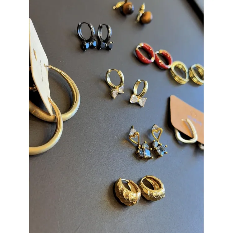 合金大理石耳饰 韩国饰品蝴蝶结耳钉耳环潮小众设计高级感耳饰