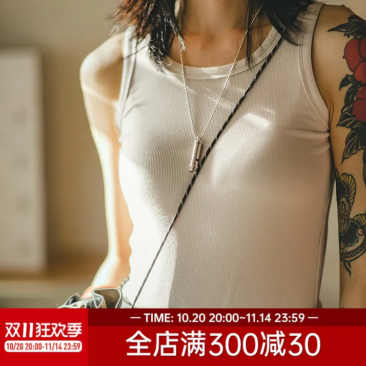 马登夏季白色薄透气工字背心健身打底通勤内搭吊带外穿无袖上衣女