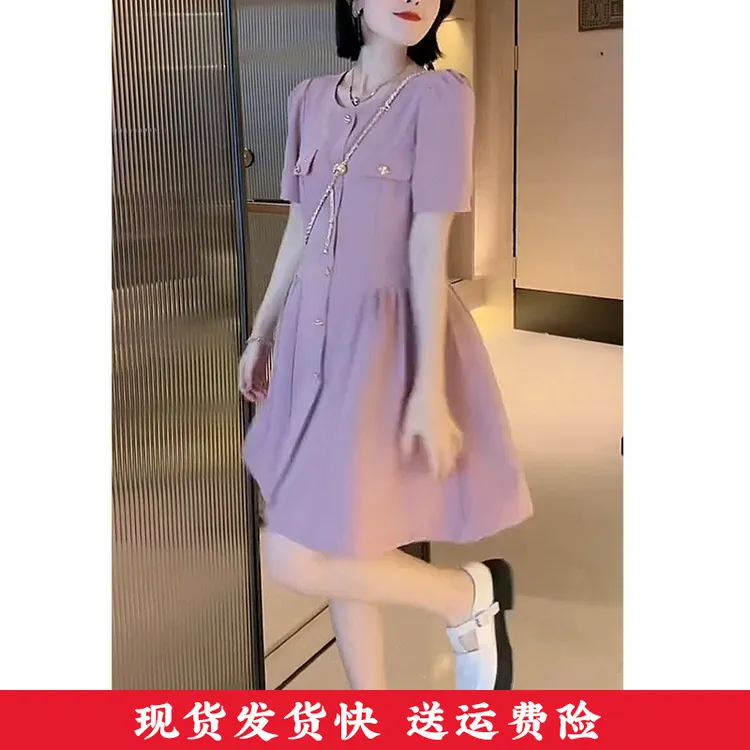 赫本风气质连衣裙夏季时尚2025新款黑色百搭复古优雅设计感大码裙