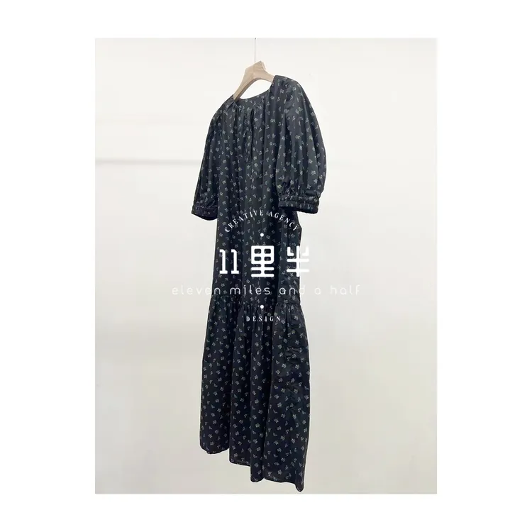 11里半&如懿【勿忘我】夏季时尚碎花休闲宽松简约显瘦连衣裙