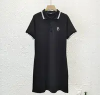 【海南简爱】女士翻领短袖中长款A字连衣裙休闲高腰显瘦6373