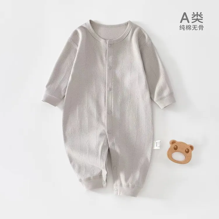 细腻亲肤~真的好穿初秋纯棉婴儿薄款连体衣服新生儿宝宝早秋