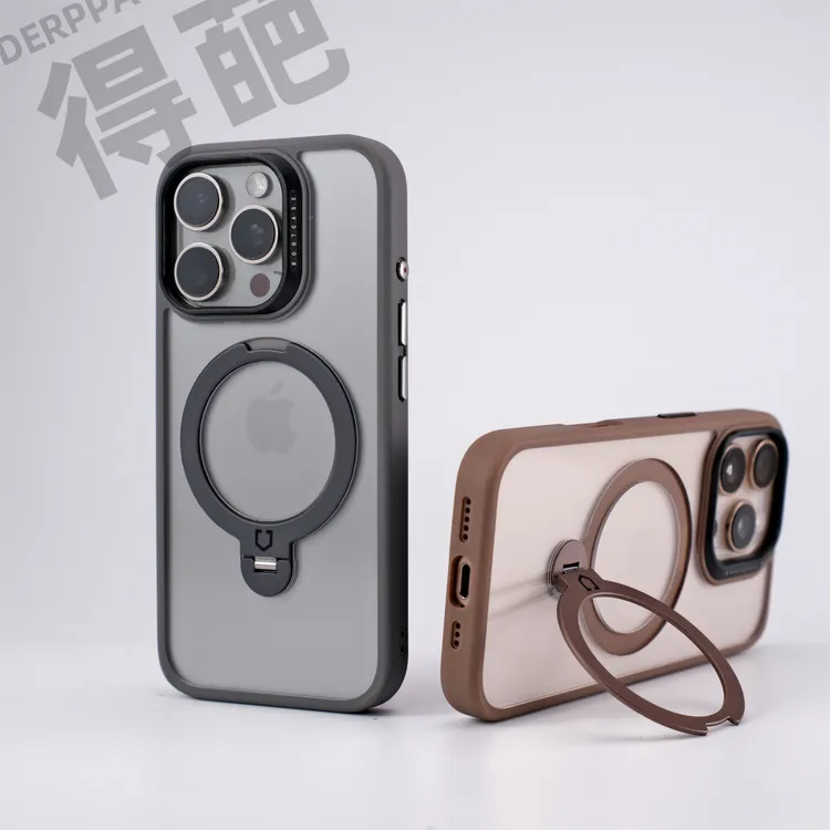 得葩软胶边框旋转支架苹果16promax磁吸手机壳iphone15防摔保护14