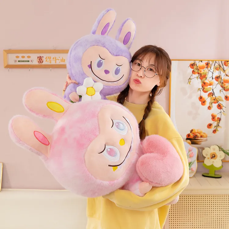 跨境新款扎染兔子布布玩偶公仔毛绒玩具超大号布娃娃抱枕儿童礼物