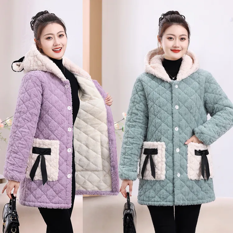 女连帽保暖棉服四川洋气女士棉衣加绒加厚外穿棉袄防寒保暖棉衣