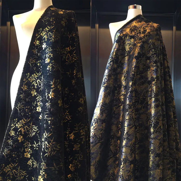 新中式雪尼尔立体提花面料外套大衣裙子装饰手工布料双面可穿
