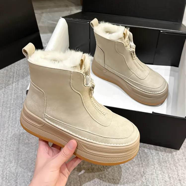 时尚雪地靴女2025冬季加绒加厚大棉鞋厚底防水防滑短靴保暖马丁靴