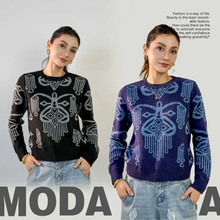 茉达霓莎MODANISA民族风设计师毛衣时尚潮牌女装圆领（mdn-212）