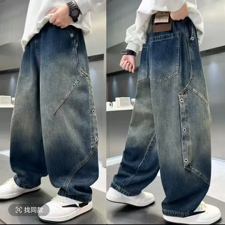 【加绒/不加绒】男童牛仔裤2025新款潮儿童裤子宽松中大童长裤痞帅