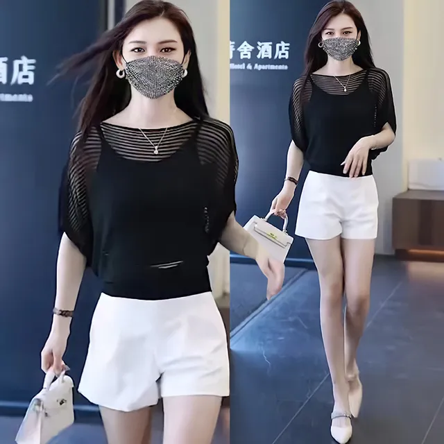 小个子时尚套装女士冰丝上衣2025夏季新款洋气短袖T恤显高一整套