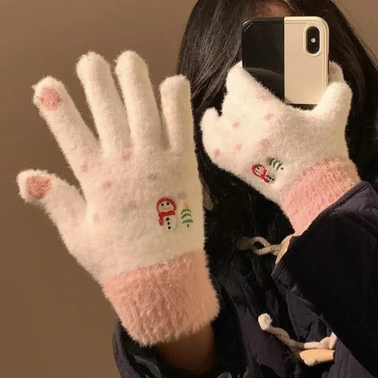 手套女冬季冬天可爱女生加绒加厚学生可触屏女骑车防寒保暖骑行TJ
