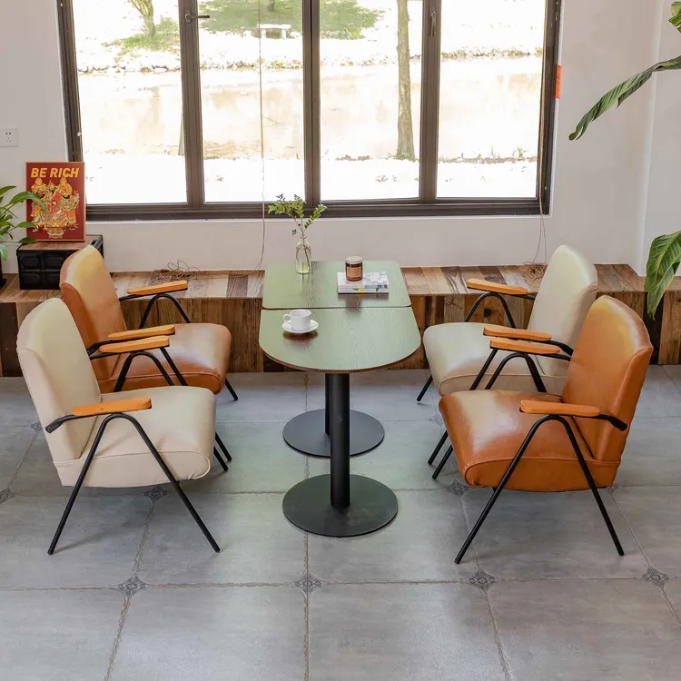 复古网红咖啡厅奶茶店酒吧休闲沙发桌椅组合卡座商用餐饮套装