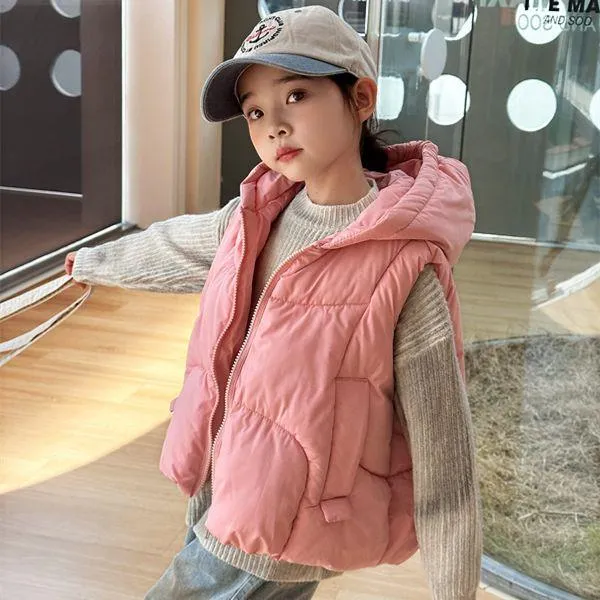 YeeHoO英氏【断码】秋冬新款儿童棉马甲女童连帽加厚背心男童棉服宝