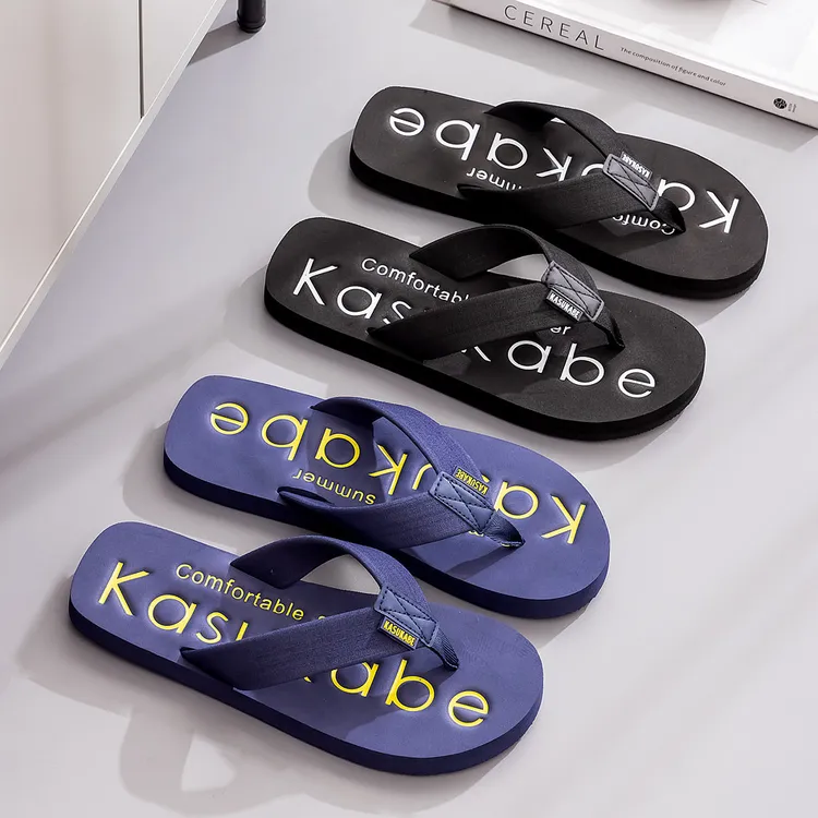 日本个性字母户外拖鞋夹脚潮人字拖男士拖鞋外穿防滑沙滩凉拖鞋