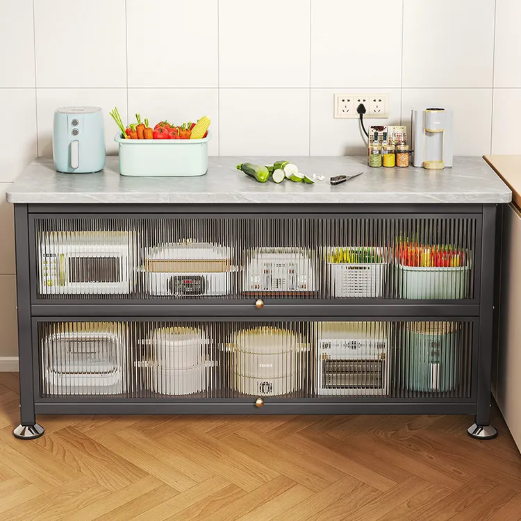 岩板操作台储物柜侧宽35厨房收纳微波炉置物架碗柜收纳箱带门收纳