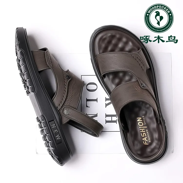 夏季2025新款啄木鸟凉鞋男休闲防滑软底沙滩鞋男士两用凉拖鞋子