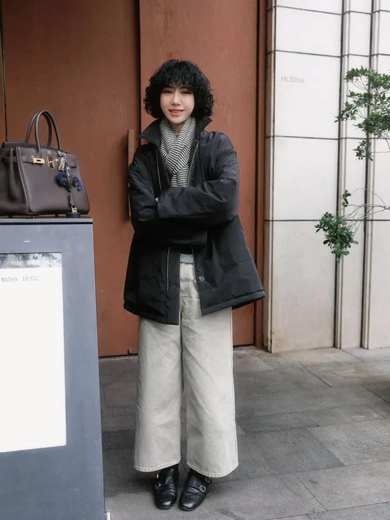 TT设计师【墨落纸间】时尚高级感显瘦菱格纹棉服外套TT191357