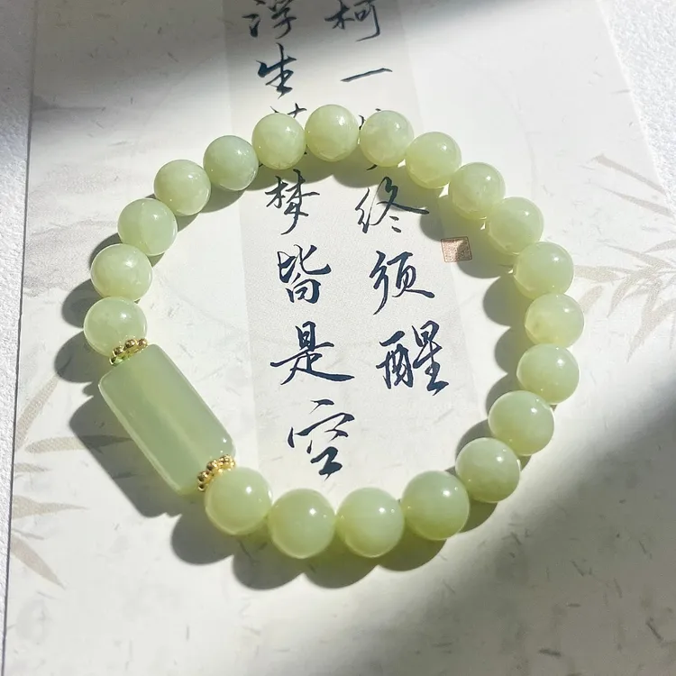 天然和田玉无事牌8mm手串素圈圆珠简约百搭多样性发一FY-637