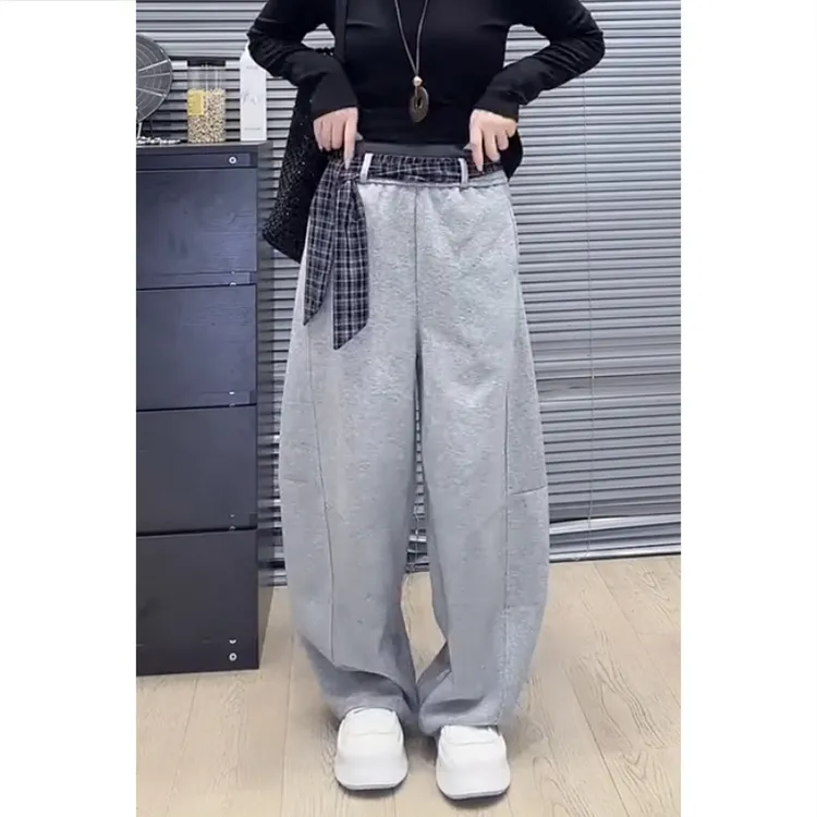 艾塔莉秋季新款百搭阔腿裤时尚女款休闲卫裤高腰宽松大码显瘦长裤