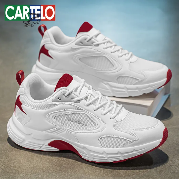 卡帝乐鳄鱼男鞋夏季新款网面透气跑步运动鞋男士休闲增高老爹潮鞋