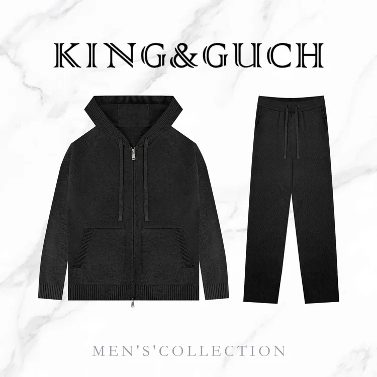 KING&GUCH秋季【山羊绒✚绵羊毛✚二醋酸】LP连帽套装百搭【外套✚长裤】