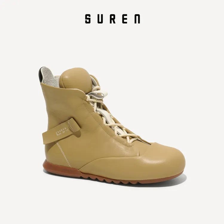 素人SUREN25秋冬新款女靴户外高帮机车靴潮流显瘦女真皮大黄靴280