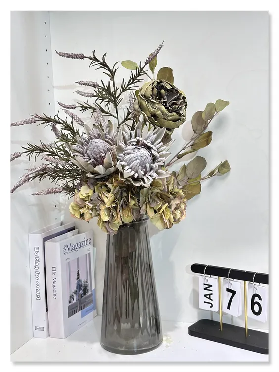 复古帝王花奥斯丁洋苏草绣球仿真花把束客厅餐桌摆设绢花插花软装