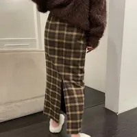 老钱风时尚成人高腰复古冬季显瘦半身裙格子度假风