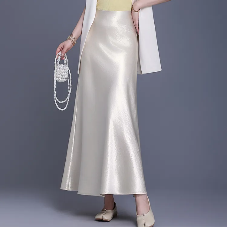 醋酸缎面鱼尾裙女2025年春夏新款高腰显瘦半身裙气质优雅包臀长裙