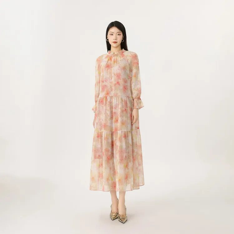 GIRDEAR/哥弟早秋新款浪漫仙女风时尚印花连衣裙(附内搭裙)150008