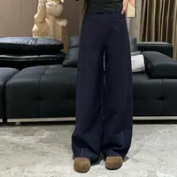 宿慕SUMU 9-20 2025年新款秋女式时尚一粒扣明线休闲阔腿裤C53082
