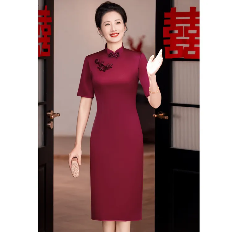 2025新款中老年夏季薄款大码裙子妈妈洋气旗袍连衣裙中年女装夏装